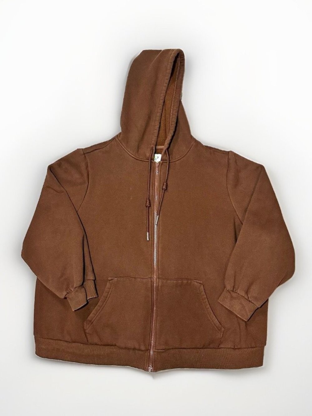 Shiny by Nature Hoodie Women’s L Brown Fleece Hooded Full Zip Pockets Oversized